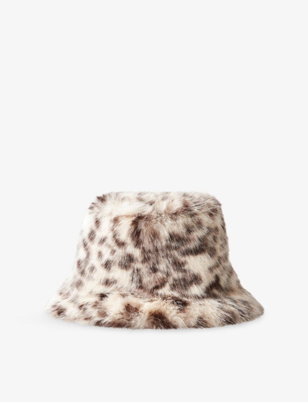 Leopard Faux-Fur Bucket Hat