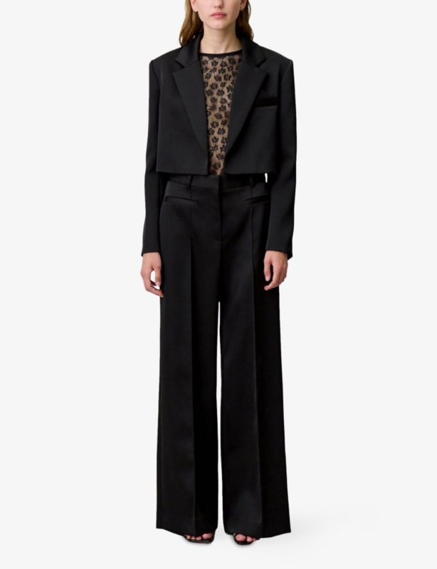 Tailored Wide-Leg Satin Trousers