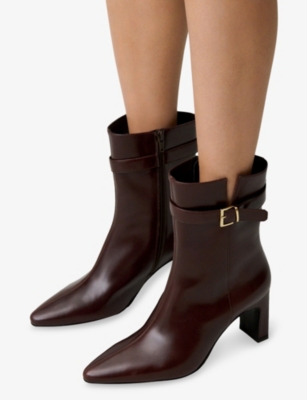 Claudie Pierlot Buckle-strap Pointed-toe Ankle Boots In Brown