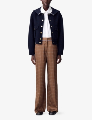 Claudie Pierlot Womens Brown Tie Printed Wide-leg Woven Trousers In Brown