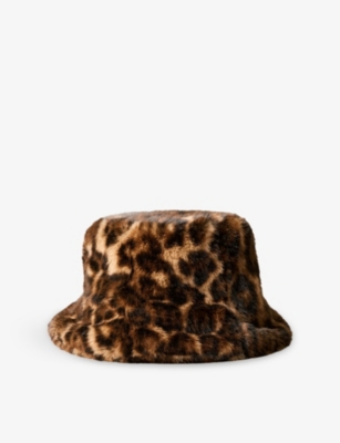 Claudie Pierlot Womens Leopard-print Faux-fur Bucket Hat In Animal Print