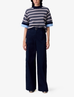 CLAUDIE PIERLOT: Belted Patch-Pocket Stretch-Cotton Cargo Trousers