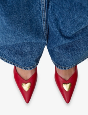 Claudie Pierlot Womens Red Golden Heart Leather Courts Eur 36 / 3 Uk In Red