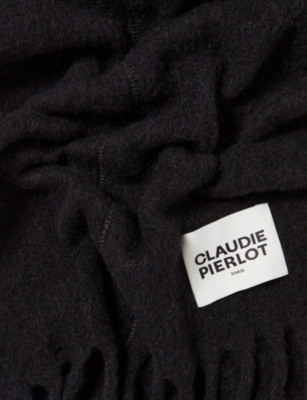 CLAUDIE PIERLOT: Fringed Logo-Tag Wool And Alpaca-Blend Scarf