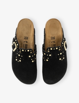 Birkenstock Boston Rivets Studded Buckle Mules In Black