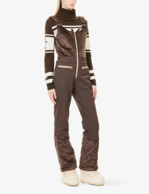 My Sunday Ski Womens Chocolate Quilted Velvet Ski Overall In Brown