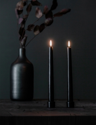 UYUNI LIGHTING: Light Taper Brass Candleholder Pack of Two 3.2cm