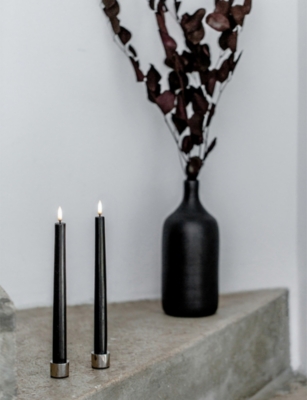 UYUNI LIGHTING: Light Taper Brass Candleholder Pack of Two 3.2cm