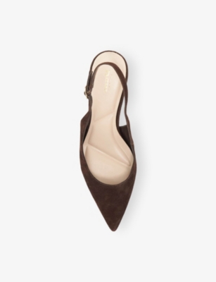 Dune Womens Brown Suede Celinna Heeled Leather Courts Eur 40 / 7 Uk In Brown