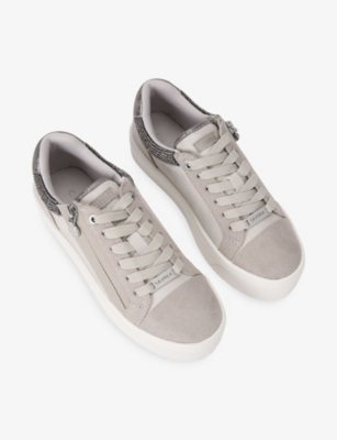 Carvela Womens Grey Statement Zip Faux-leather Trainers Eur 38/5 Uk In Multi