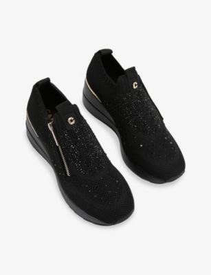 Carvela Womens Black/comb High Rise Knitted Trainers Eur 37 / 4 Uk In Black