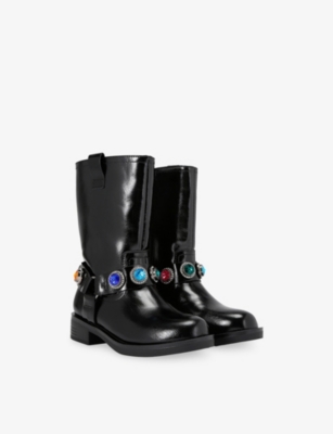 Kurt Geiger S Octavia Embellished Leather Ankle Boots Mult/other Eur 35 / 2.5 Uk In Black
