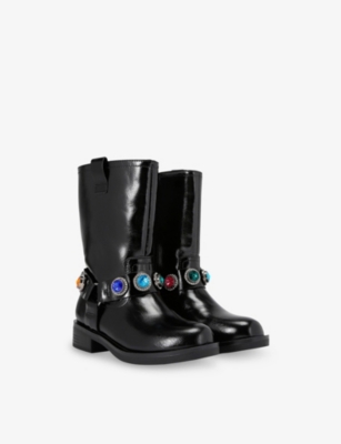 Kurt Geiger S Octavia Embellished Leather Ankle Boots Mult/other Eur 35 / 2.5 Uk In Multi