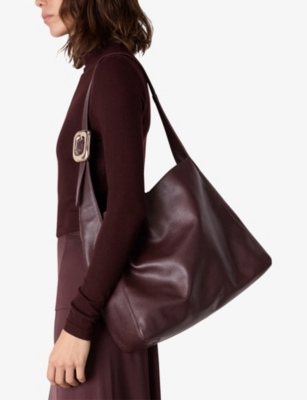 Whistles Womens Plum/claret Mabel Leather Tote Bag In Multi