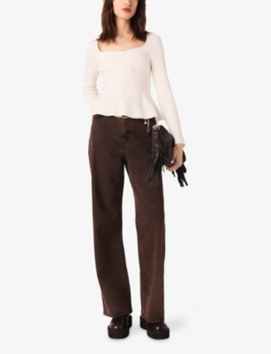 Maje Womens Brown Flared Mid-rise Stretch-denim Jeans In Brown