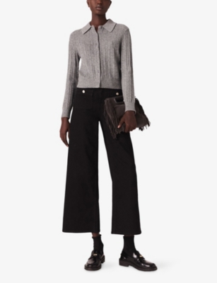 Maje Womens Black Straight-leg High-rise Stretch-denim Jeans In Black