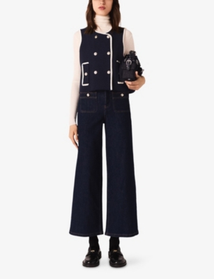 MAJE: Sleeveless Double-Breasted Wool-Blend Top