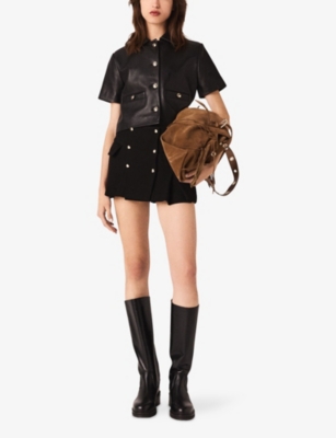 MAJE: Tailored Double-Breasted Woven Mini Skirt