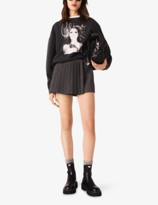 Maje Womens Grey Celine Dion Graphic-print Cotton Sweatshirt In Gray