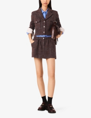MAJE: Cropped Chest-Pocket Tweed Jacket