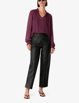 WHISTLES: Tie-Neck Long-Sleeve Sheer Woven Blouse