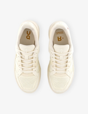 On Mens Ivory Dew Roger Clubhouse Leather Trainers Eur 41 / 7 Uk In White