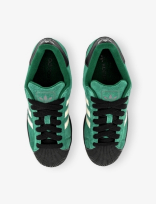 Adidas Originals Mens Collegiate Green Cream W Superstar Ii Suede Trainers In Animal Print