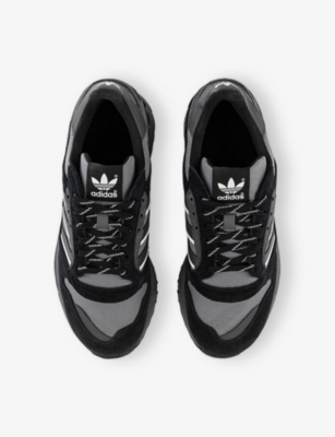 Adidas Originals Mens Core Black Grey Grey Zx600 Suede And Mesh Trainers In Gray