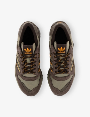 Adidas Originals Mens Dark Brown Orbit Green C Zx600 Suede And Mesh Trainers In Brown