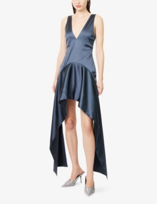 Jw Anderson Mens Steel Blue V-neck Panels Stretch-woven Mini Dress In Blue