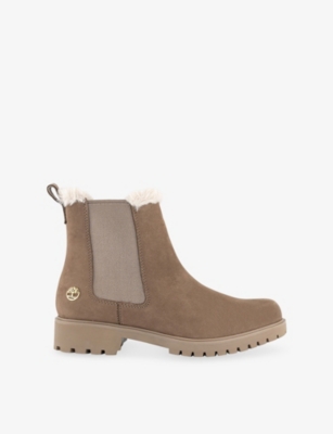 Timberland Womens Taupe Nubuck Lyonsdale Nubuck-leather Chelsea Boots Eur 36.5 / 3.5 Uk In Brown