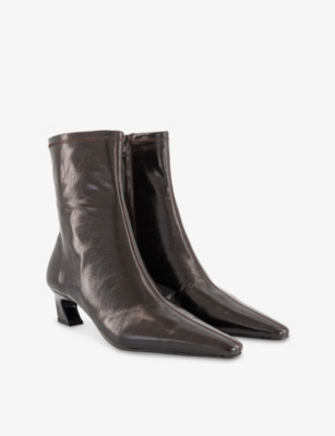 Tony Bianco Womens Chocolate Crinkle Margot Leather Heeled Ankle Boots Eur 36 / 3 Uk In Brown