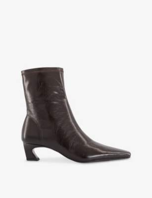 Tony Bianco Womens Chocolate Crinkle Margot Leather Heeled Ankle Boots Eur 36 / 3 Uk In Brown