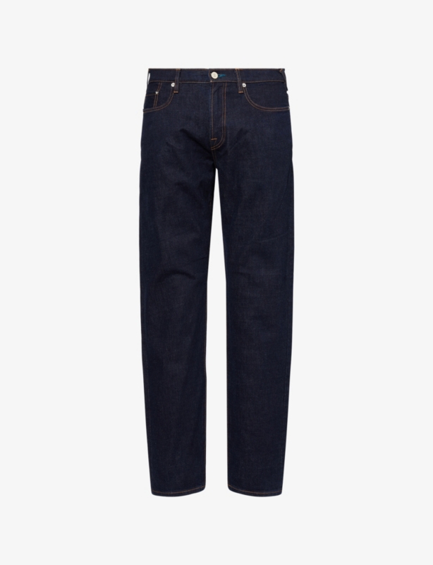 Tapered-Fit Dark-Wash Denim Jeans