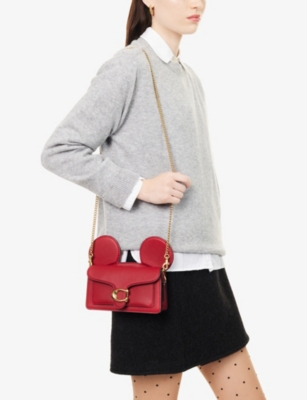 Coach Womens  X Disney Mickey Tabby Leather Cross Body Bag Red In Red
