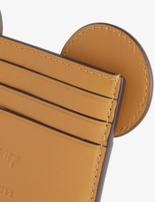 Coach Womens Honey Brown  X Disney Mickey Leather Card Holder In Brown