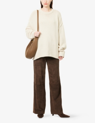 Dissh Womens Roy Plaster Longline Cotton And Wool Jumper In White