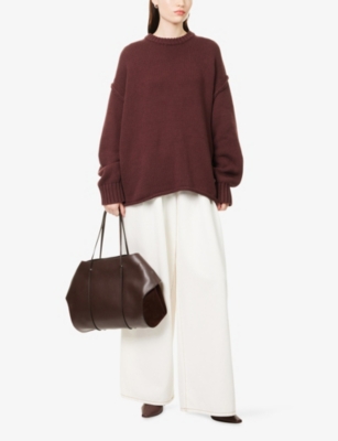 Dissh Womens Walnut Roy Longline Cotton And Wool Jumper In Brown