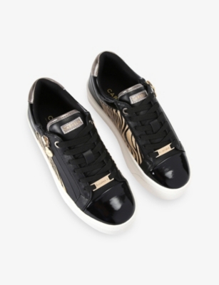 Carvela Womens Black/comb Statement Zip Faux-leather Trainers Eur 41 / 8 Uk In Black