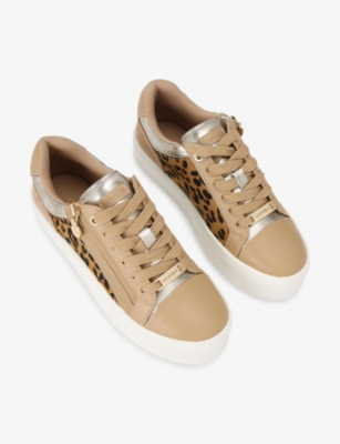 Carvela Womens Camel/comb Statement Zip Faux-leather Trainers Eur 41 / 8 Uk In Brown