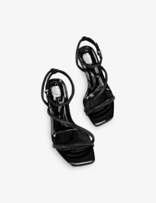 Carvela Womens Black Paparazzi Wide-fit Heeled Woven Sandals Eur 40 / 7 Uk In Black