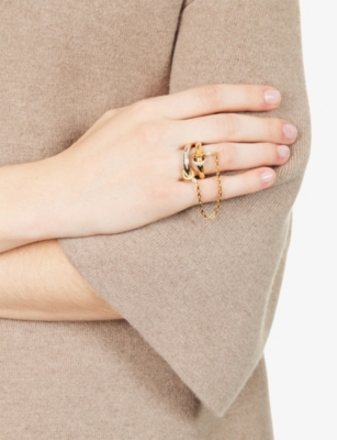 Phoria Womens Hookup 18ct Yellow Gold Vermeil, 0.56ct White Topaz And Sterling-silver Chain Ring In Gold