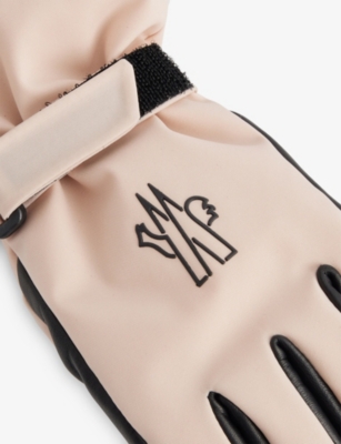 Moncler Light Pink Logo-print Padded Shell Gloves In Neutral