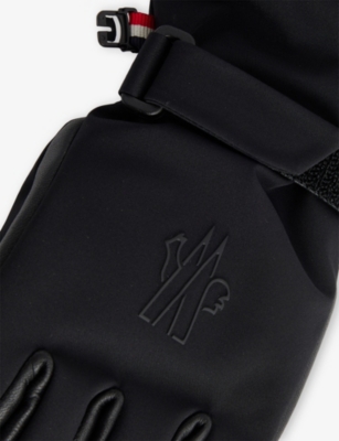 Moncler Black Logo-patch Padded Shell Gloves In Black