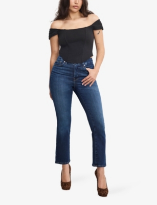 Good American Womens Indigo1080  X Dolly's Joleans By Dolly Parton Straigth-leg Stretch-denim Jeans In Blue