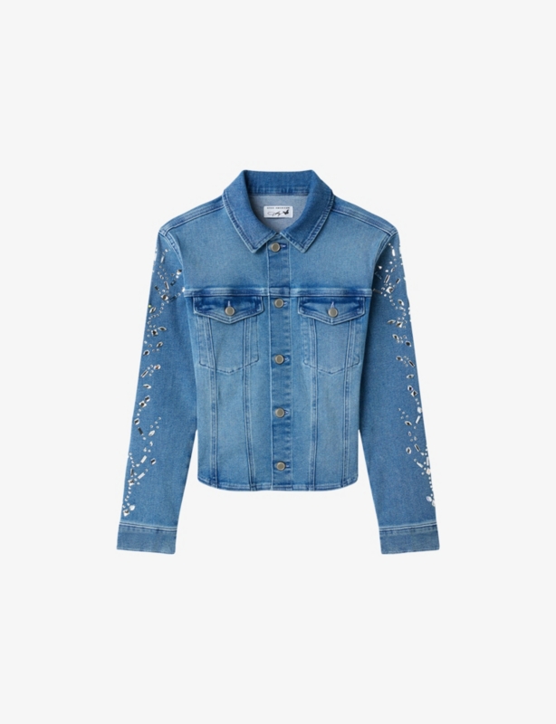 Dolly's Joleans Crystal-Embellished Stretch-Denim Jacket