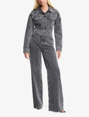 GOOD AMERICAN: Good American x Dolly’s Joleans by Dolly Parton Crystal-Embellished Relaxed-Fit Stretch-Denim Jeans