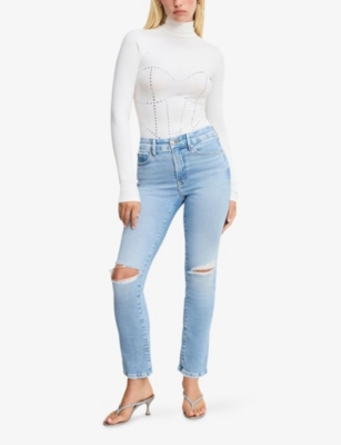 GOOD AMERICAN: Good American x Dolly’s Joleans by Dolly Parton Crystal-Embellished Corset Stretch-Cotton Bodysuit