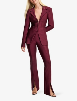 Good American Womens Fig007  X Dolly's Joleans By Dolly Parton Compression Shine Corset Woven Blazer