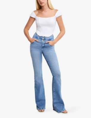 Good American Women's Dolly Joleans Cropped Corset Top, Regular & Plus Size In White